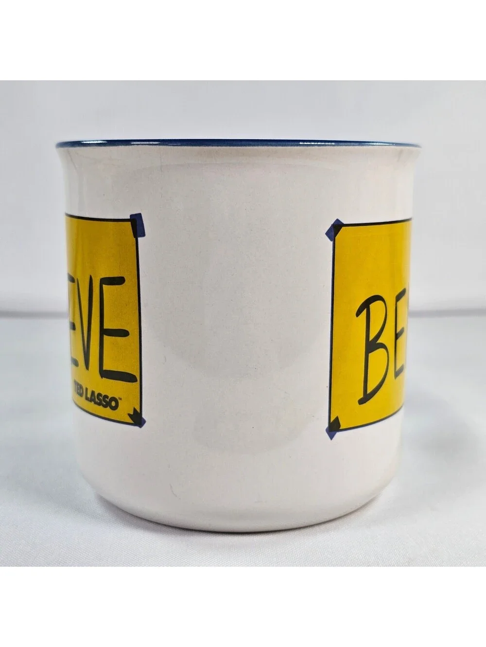 Ted Lasso Believe Ceramic Coffee Mug 20 oz White Blue Silver Buffalo WRTLA604E